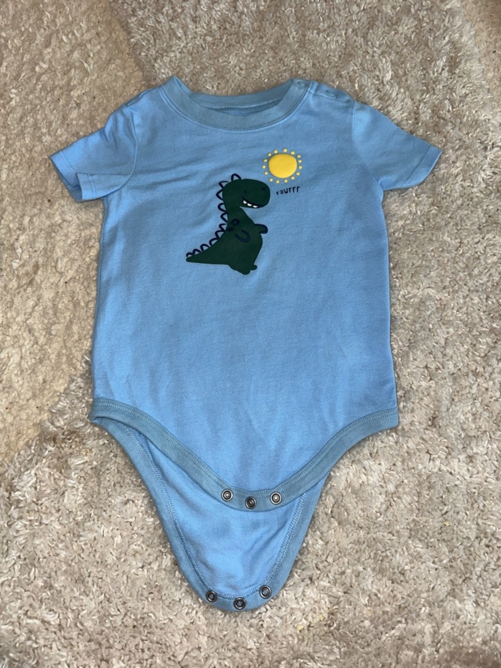Blue Dinosaur Graphic Baby Onesie